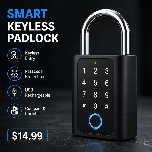 Smart Keyless Electronic Padlock – Rechargeable Combination Lock