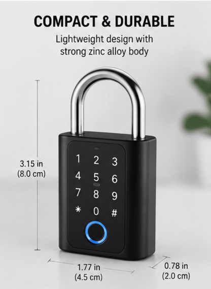 Smart Keyless Electronic Padlock – Rechargeable Combination Lock