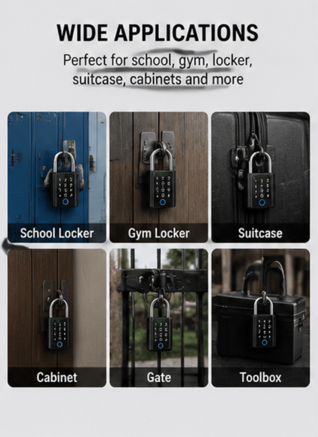 Smart Keyless Electronic Padlock – Rechargeable Combination Lock