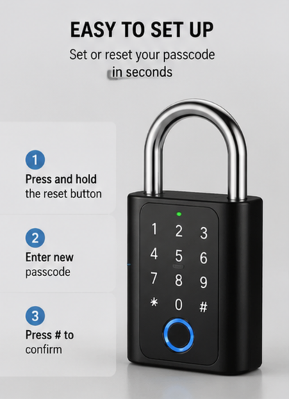 Smart Keyless Electronic Padlock – Rechargeable Combination Lock